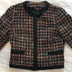 SOLD - H&M Rainbow Tweed Blazer with Black Ribbon